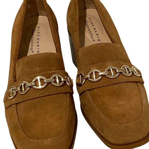 Alex Marie Farin Womens Pump Loafer 7 Tan Suede Preppy Academia Teacher Career - Picture 1 of 11